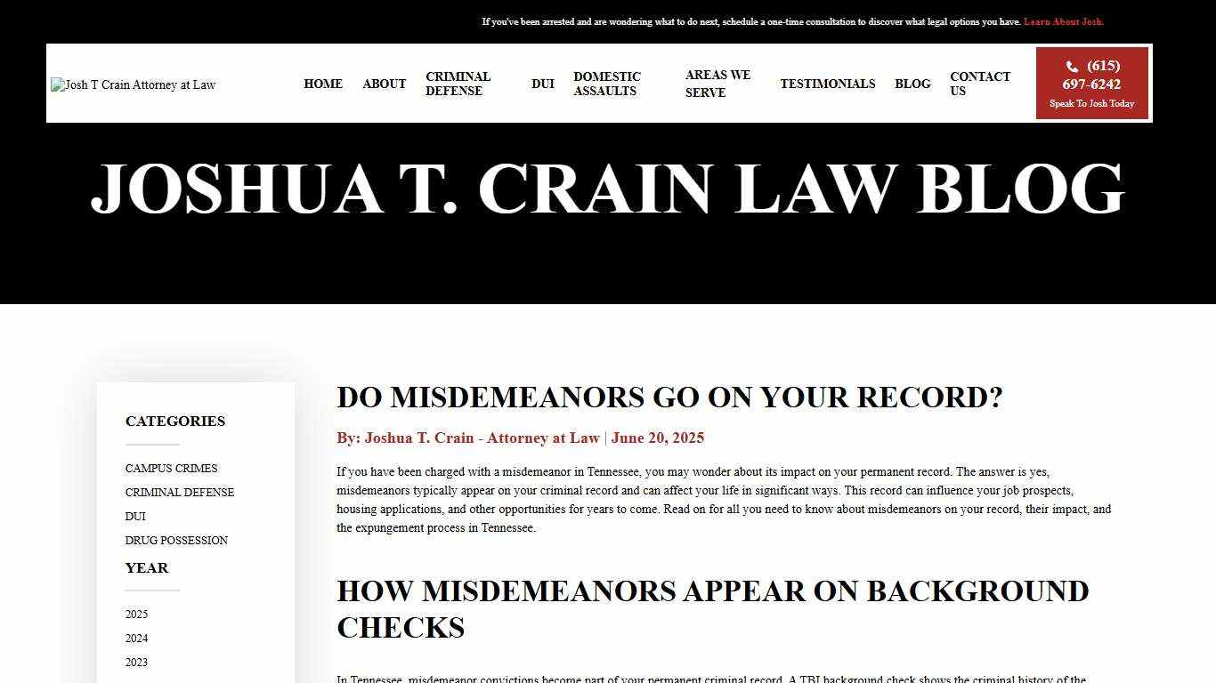 Do Misdemeanors Go on Your Record in The State of Tennessee